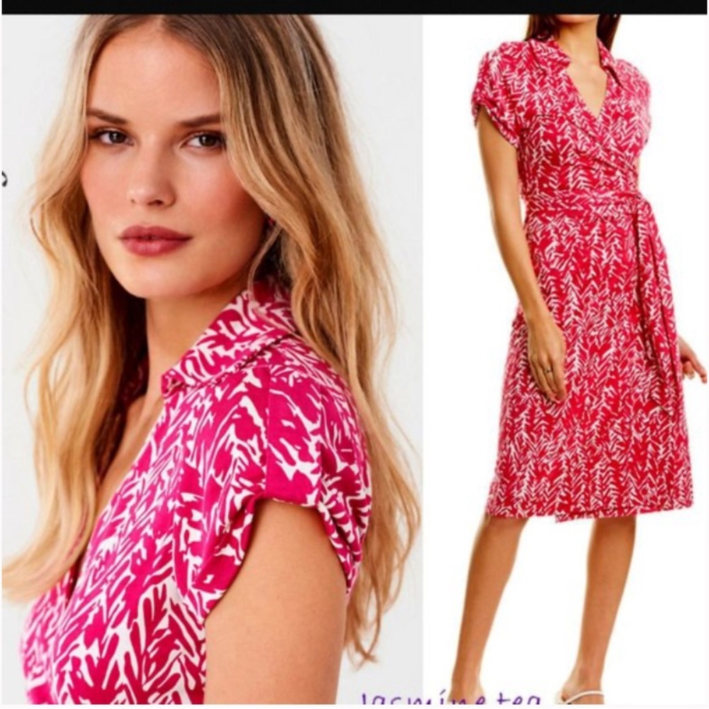 New Diane Von Furstenberg Tahlia Leaves Terra Jersey Wrap Dress